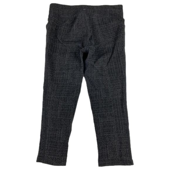 Prana Cropped Leggings Womens Black Gray Geometric Stretch Compression sz medium - Picture 2 of 5